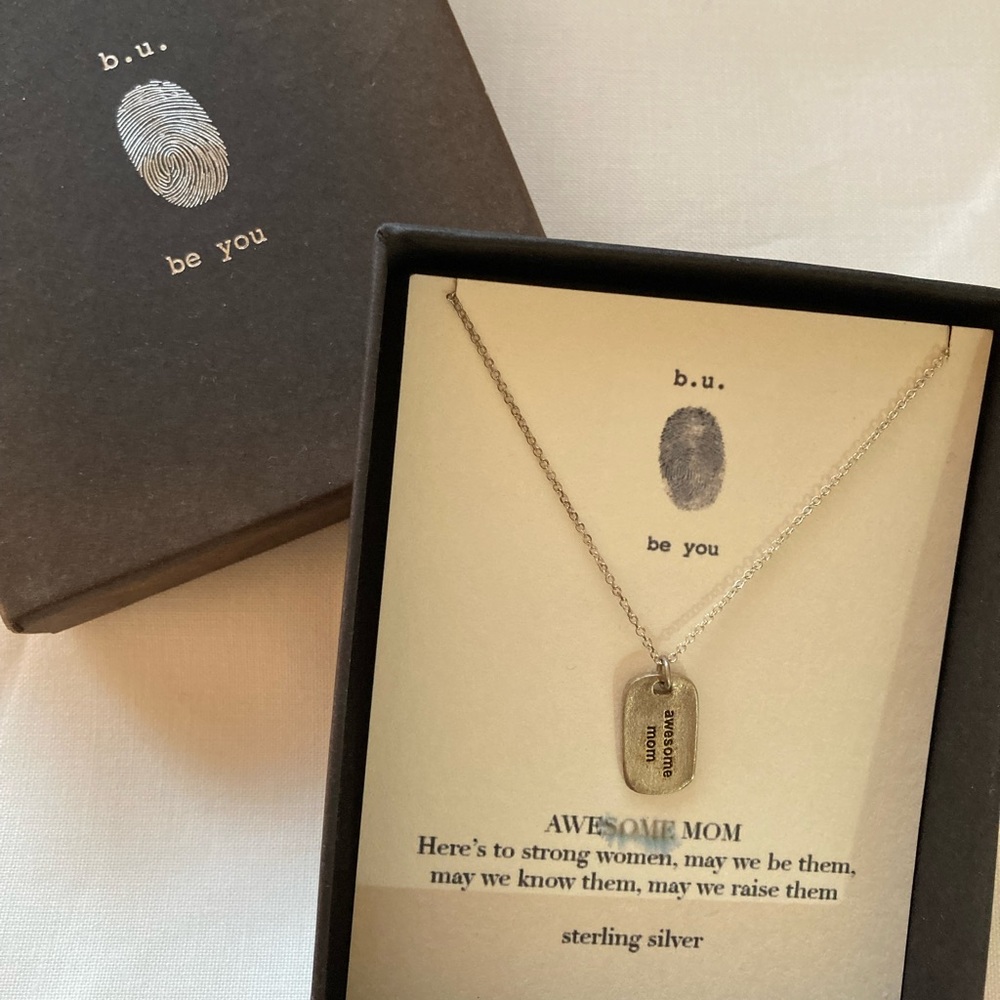 b.u. be you, awesome mom necklace